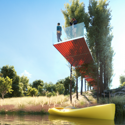 Bicicleta entre las copas de los árboles